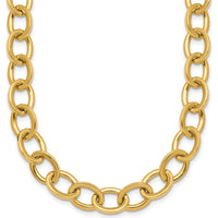14K Yellow Gold 18" Polished 9mm Cable Link Chain Necklace by 0