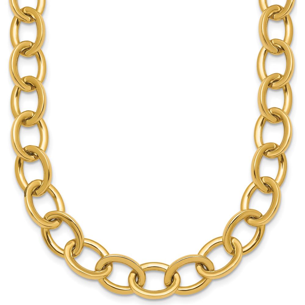 14K Yellow Gold 18" Polished 9mm Cable Link Chain Necklace by 0