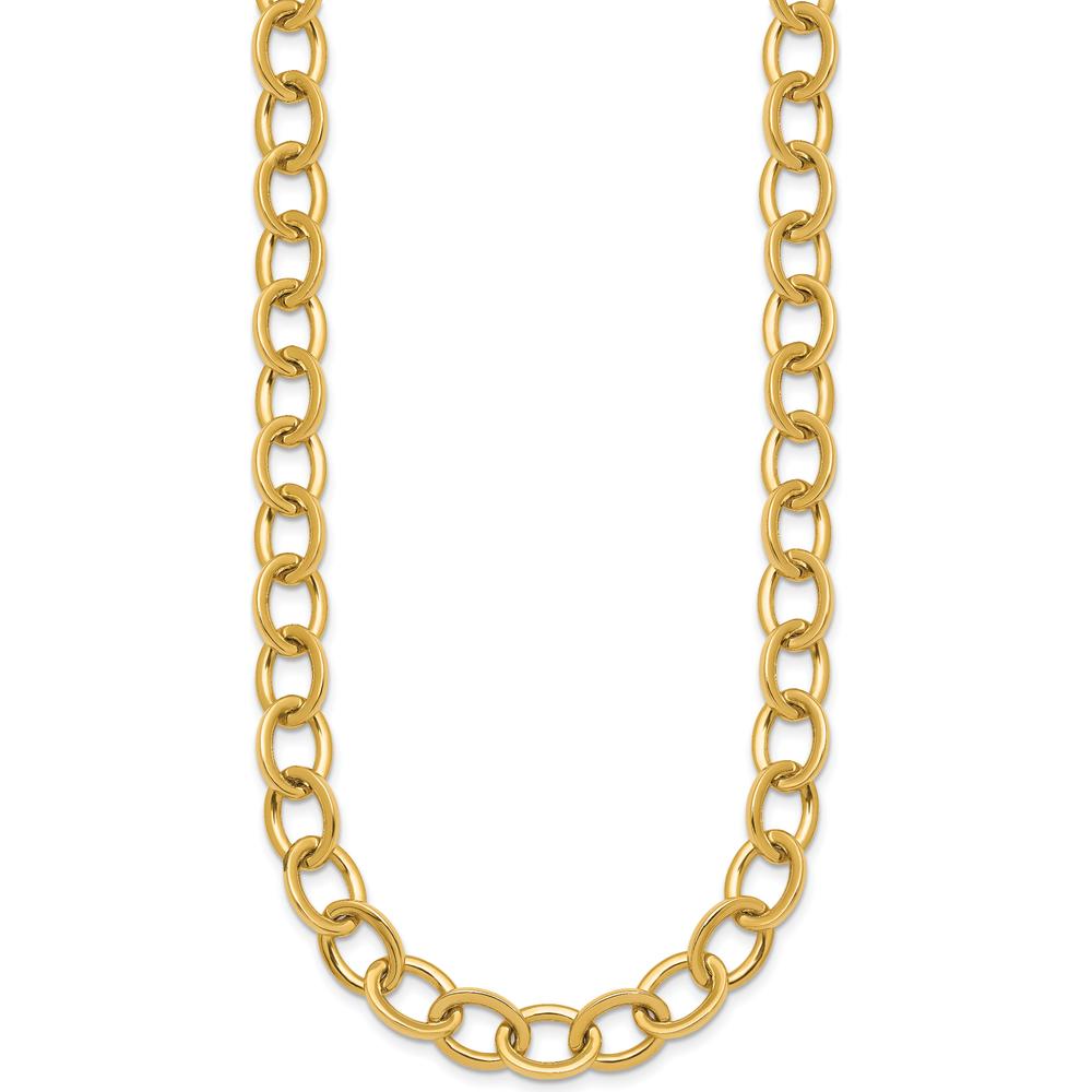 14K Yellow Gold 18" Polished 9mm Cable Link Chain Necklace by 0