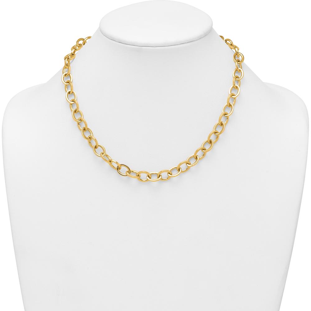 14K Yellow Gold 18" Polished 9mm Cable Link Chain Necklace by 0