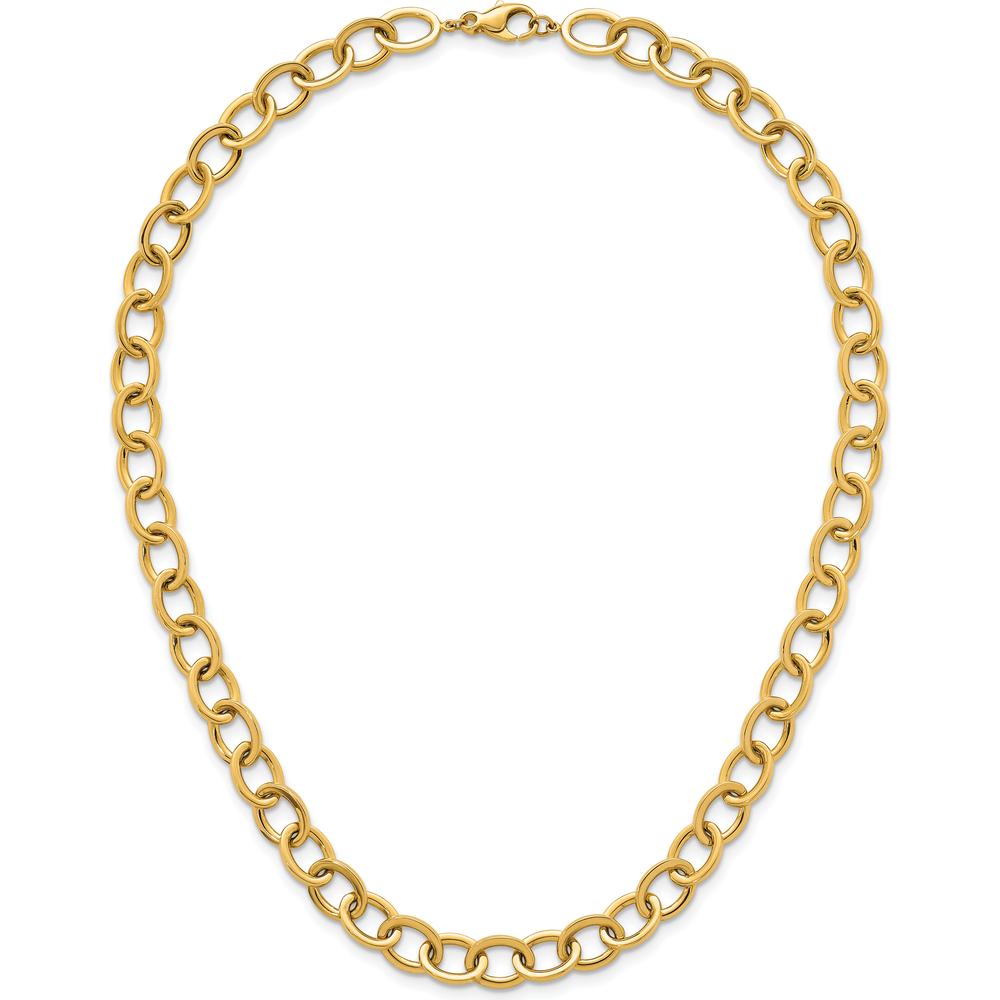 14K Yellow Gold 18" Polished 9mm Cable Link Chain Necklace by 0