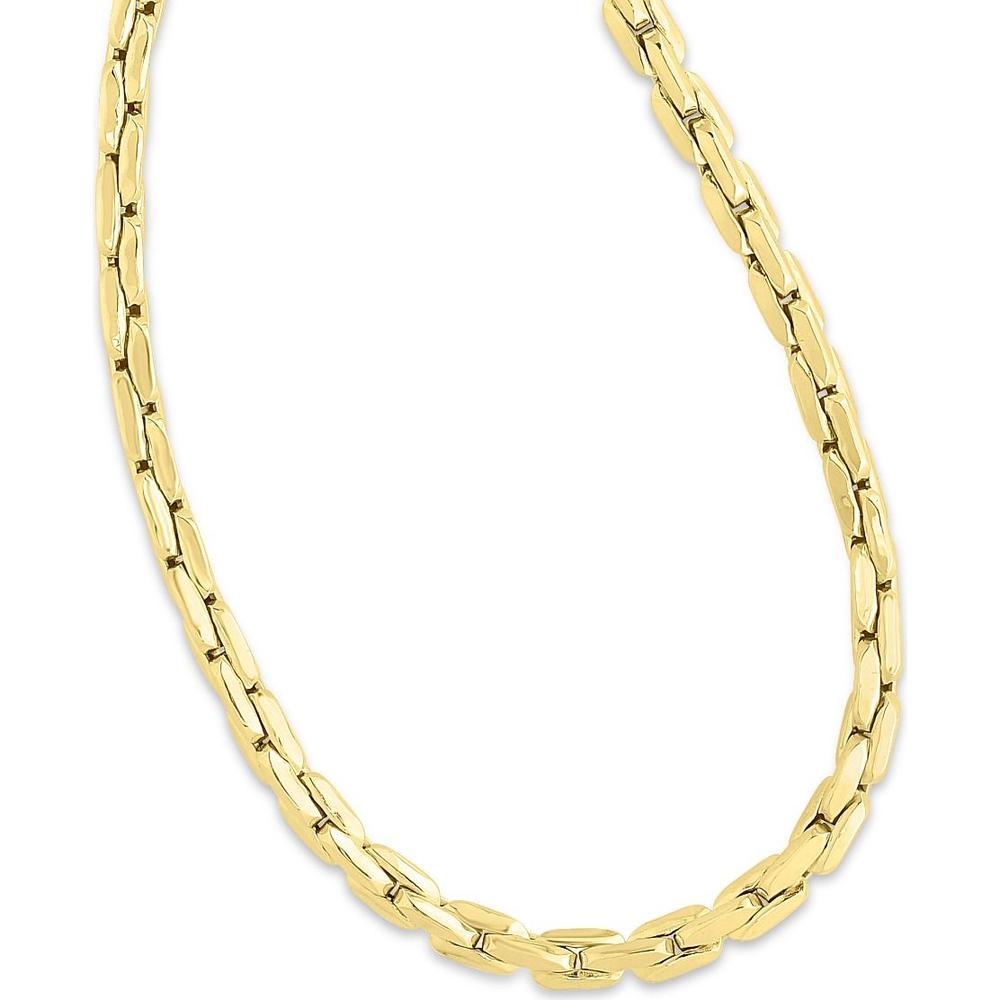 14K Yellow Gold 18" Polished Compressed Cable Link Chain Necklace - 4.5mm by Orozza Fine Jewelry