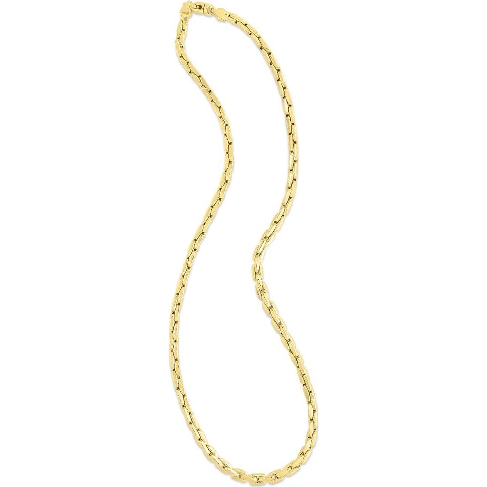 14K Yellow Gold 18" Polished Compressed Cable Link Chain Necklace - 4.5mm by Orozza Fine Jewelry
