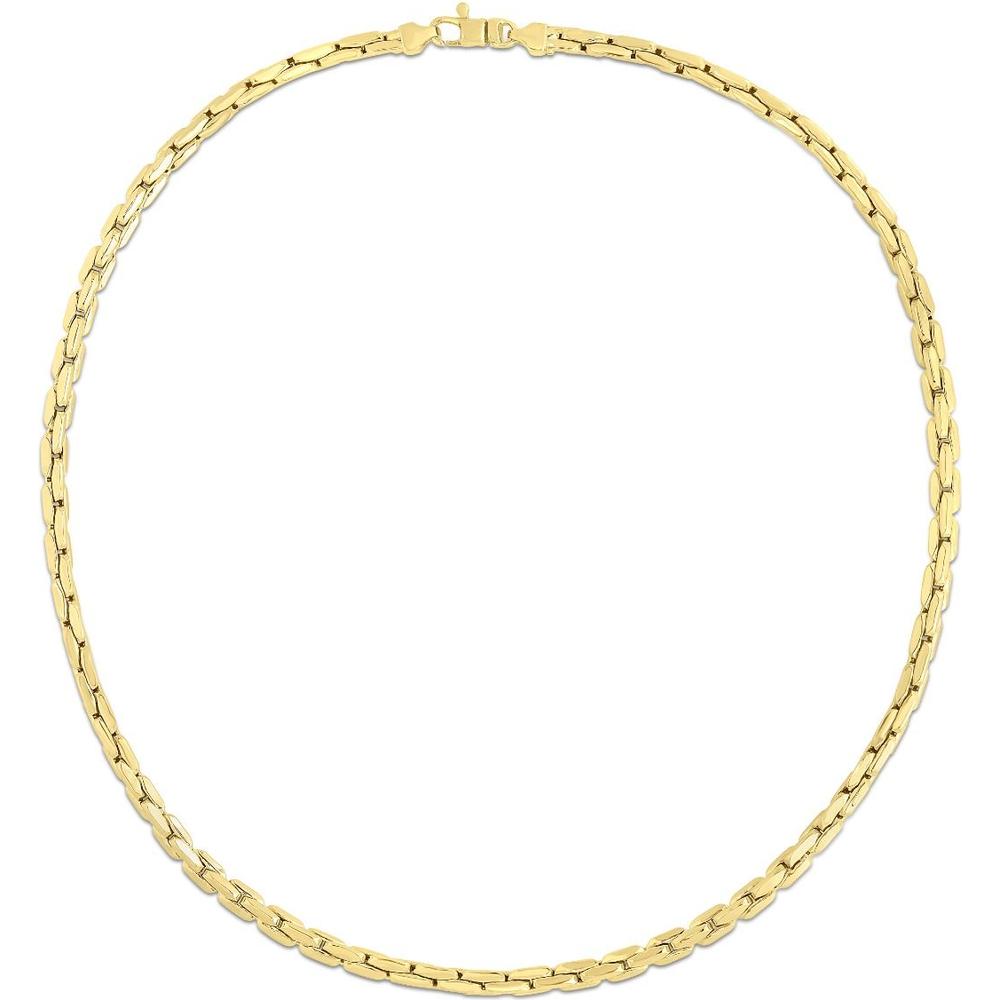 14K Yellow Gold 18" Polished Compressed Cable Link Chain Necklace - 4.5mm by Orozza Fine Jewelry