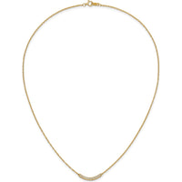 14K Yellow Gold 18" Polished Curved Bar Necklace with 1/6 Carat Round Diamonds by Monteluci Fine Jewelry