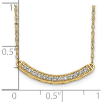 14K Yellow Gold 18" Polished Curved Bar Necklace with 1/6 Carat Round Diamonds by Monteluci Fine Jewelry