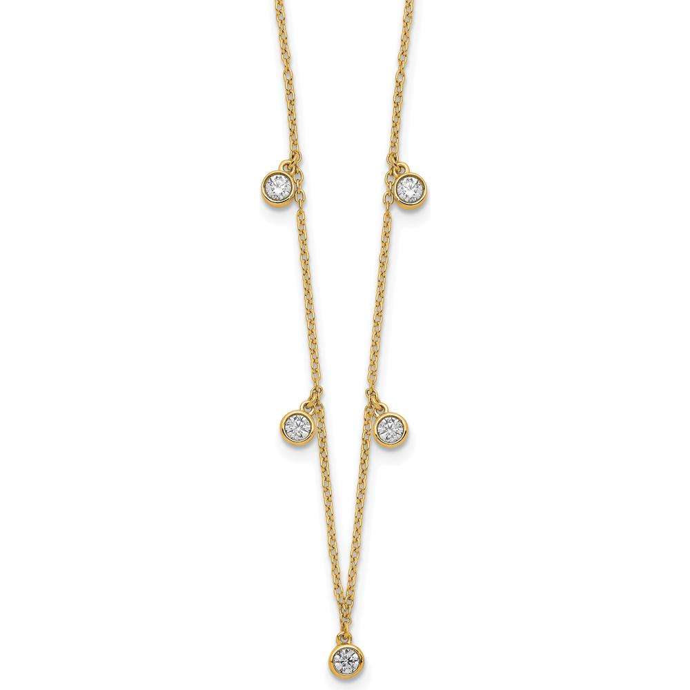 14K Yellow Gold 18" Polished Diamond Station Necklace with 5 Bezel-Set Round Diamonds - 3/8 Carat Total Diamond Weight by Oro Pregiato