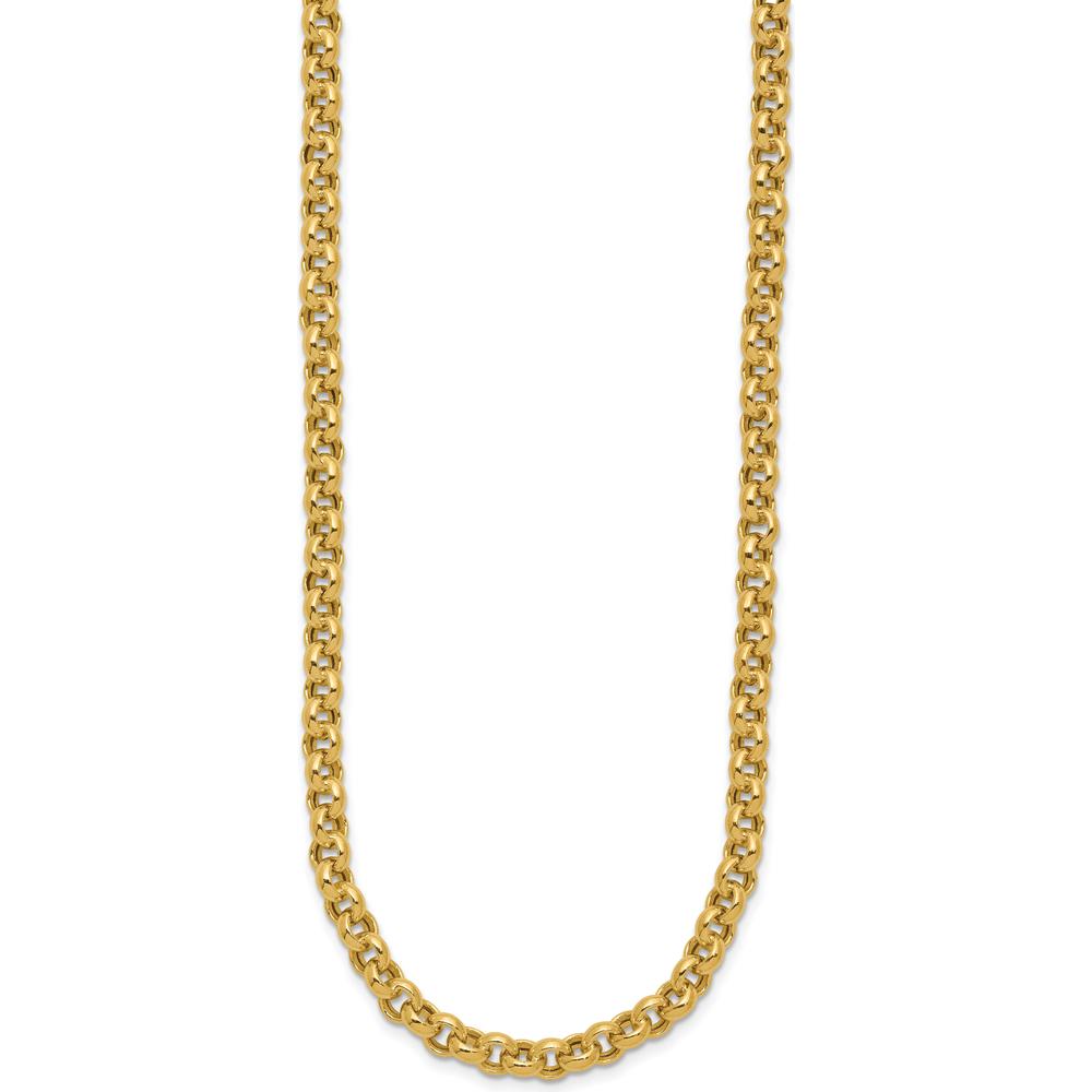 14K Yellow Gold 18" Polished Fancy 5mm Rolo Link Necklace by 0