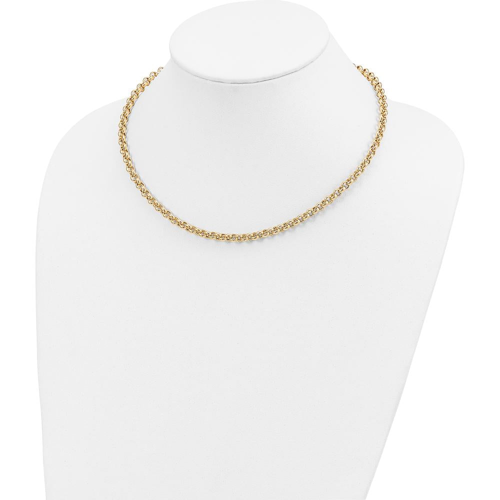 14K Yellow Gold 18" Polished Fancy 5mm Rolo Link Necklace by 0