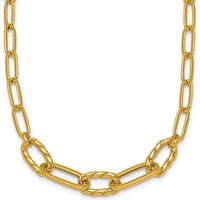 14K Yellow Gold 18" Polished Fancy Oval and Twisted Link Paperclip Necklace by 0