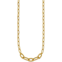 14K Yellow Gold 18" Polished Fancy Oval and Twisted Link Paperclip Necklace by 0