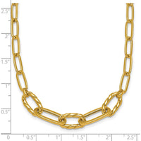 14K Yellow Gold 18" Polished Fancy Oval and Twisted Link Paperclip Necklace by 0