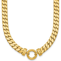 14K Yellow Gold 18" Polished Flat Curb Link Necklace with Center Circle Element by 0