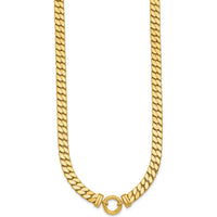 14K Yellow Gold 18" Polished Flat Curb Link Necklace with Center Circle Element by 0