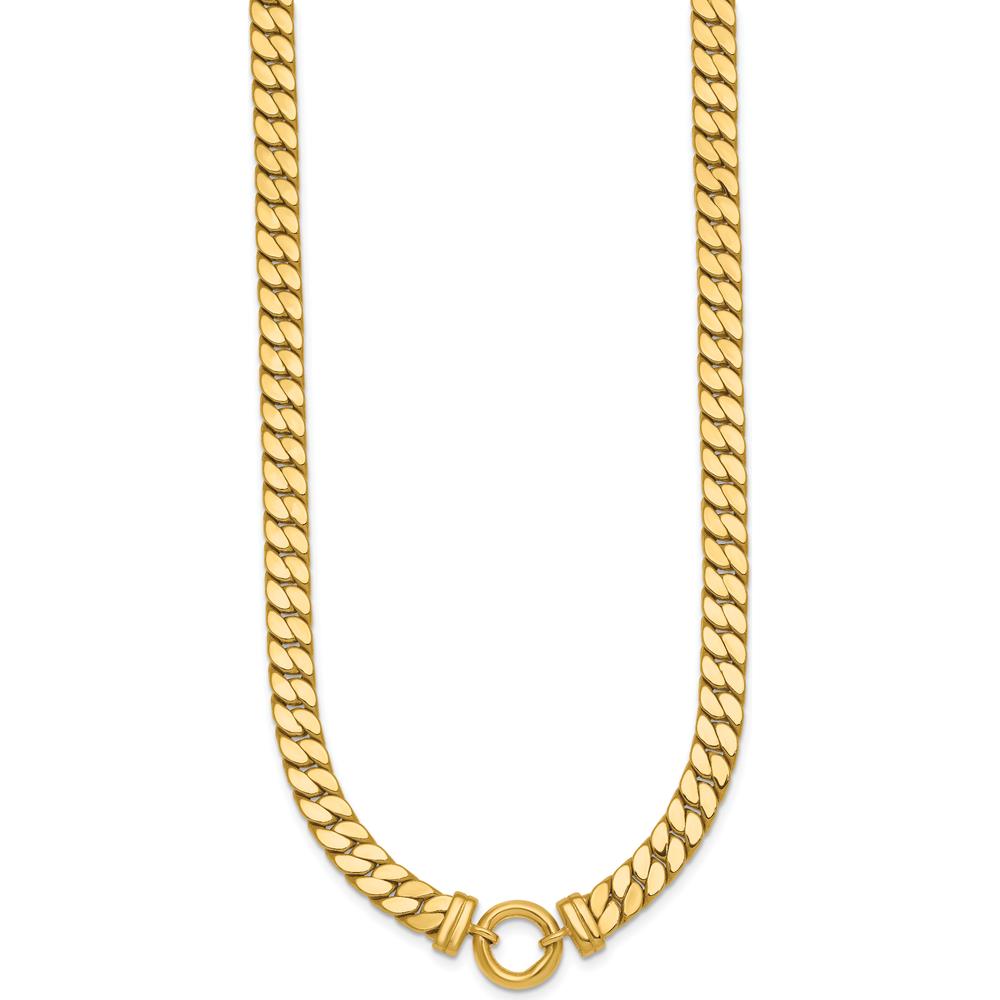 14K Yellow Gold 18" Polished Flat Curb Link Necklace with Center Circle Element by 0