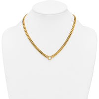 14K Yellow Gold 18" Polished Flat Curb Link Necklace with Center Circle Element by 0
