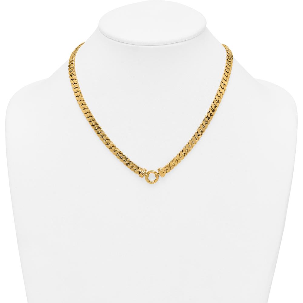 14K Yellow Gold 18" Polished Flat Curb Link Necklace with Center Circle Element by 0
