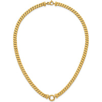 14K Yellow Gold 18" Polished Flat Curb Link Necklace with Center Circle Element by 0