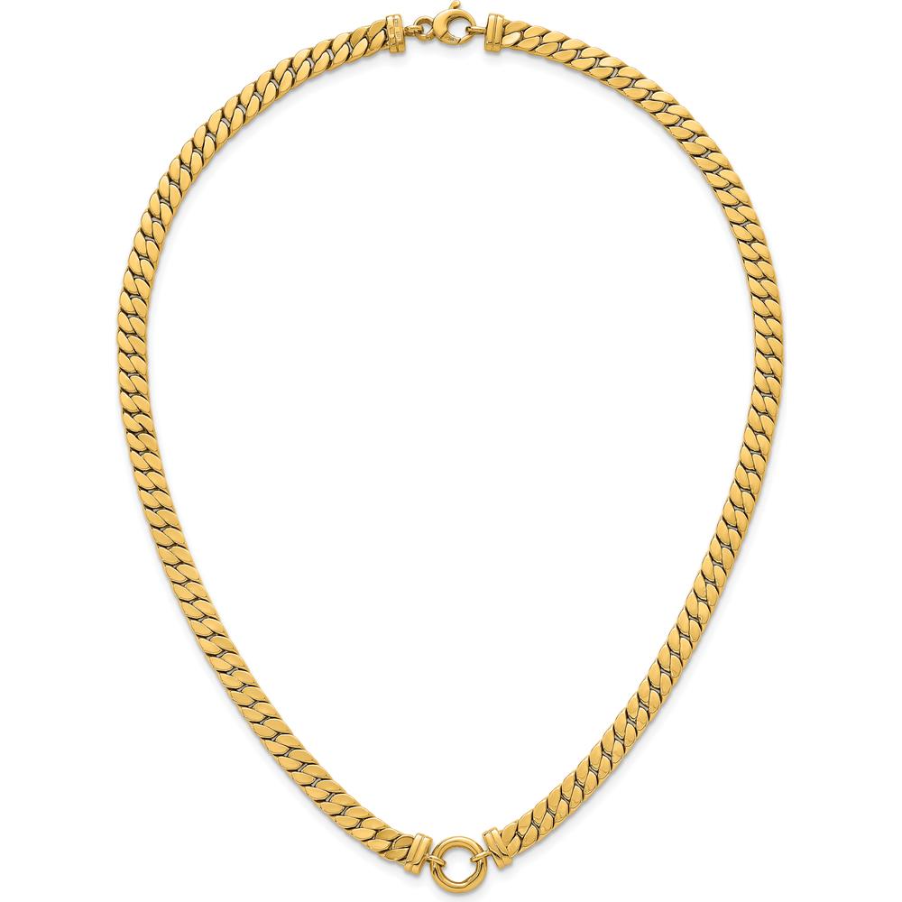 14K Yellow Gold 18" Polished Flat Curb Link Necklace with Center Circle Element by 0