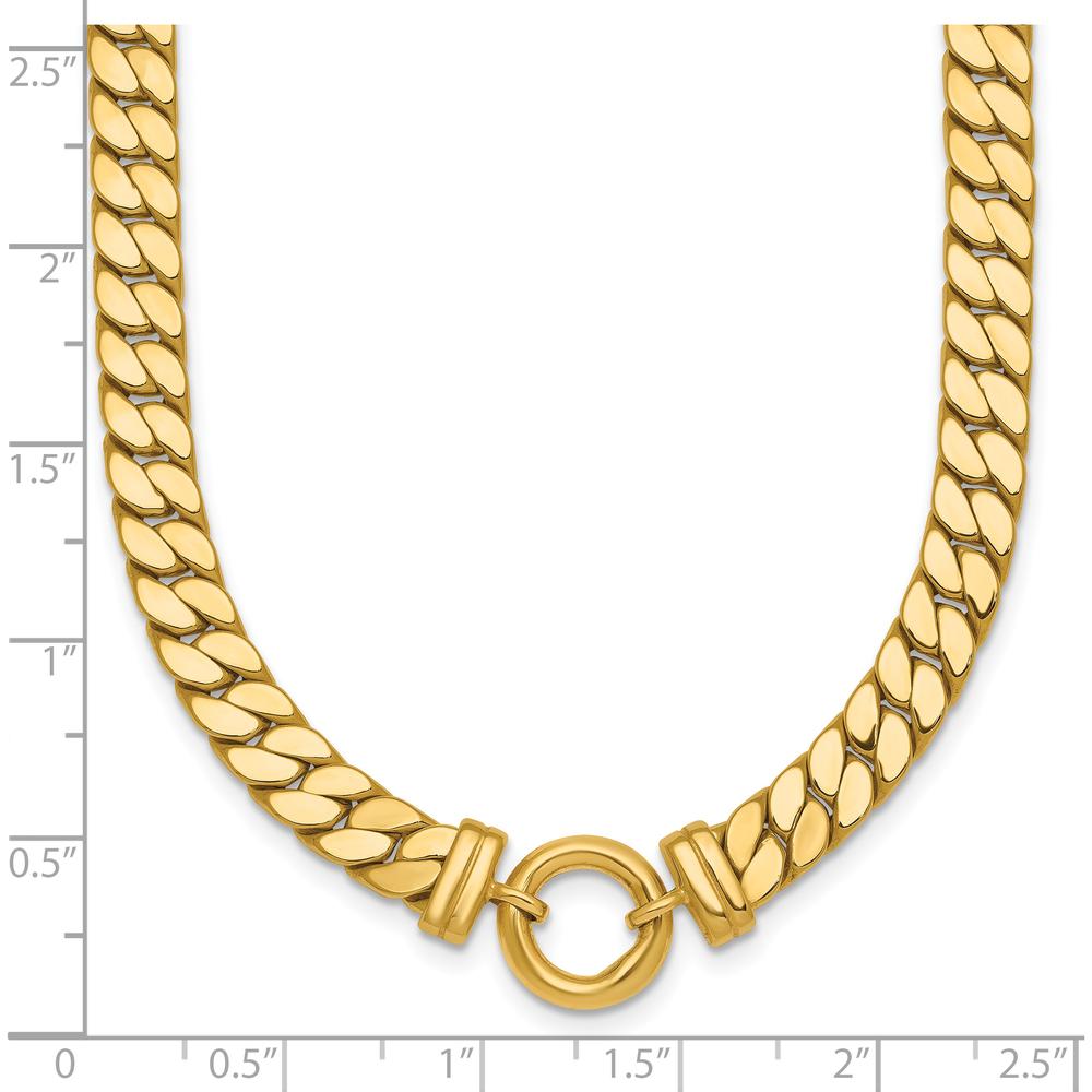 14K Yellow Gold 18" Polished Flat Curb Link Necklace with Center Circle Element by 0