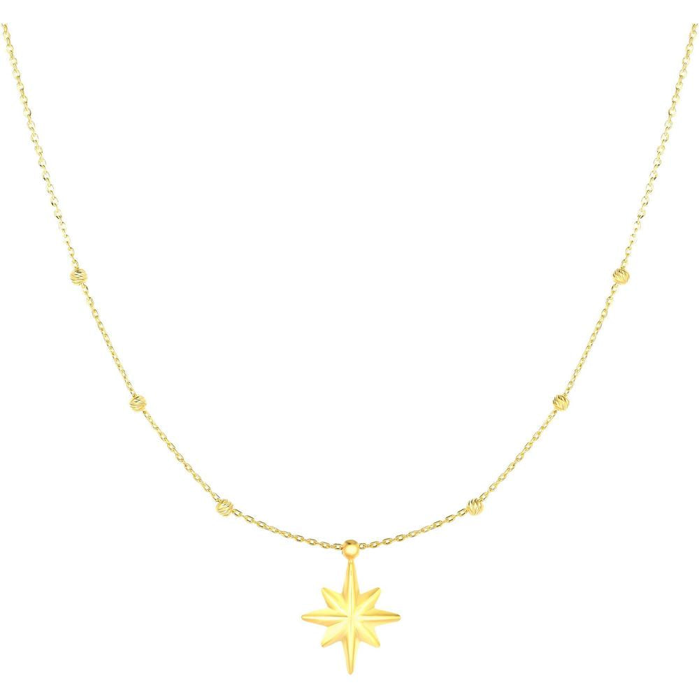14K Yellow Gold 18" Polished North Star Pendant Necklace - Celestial Collection by Orozza Fine Jewelry