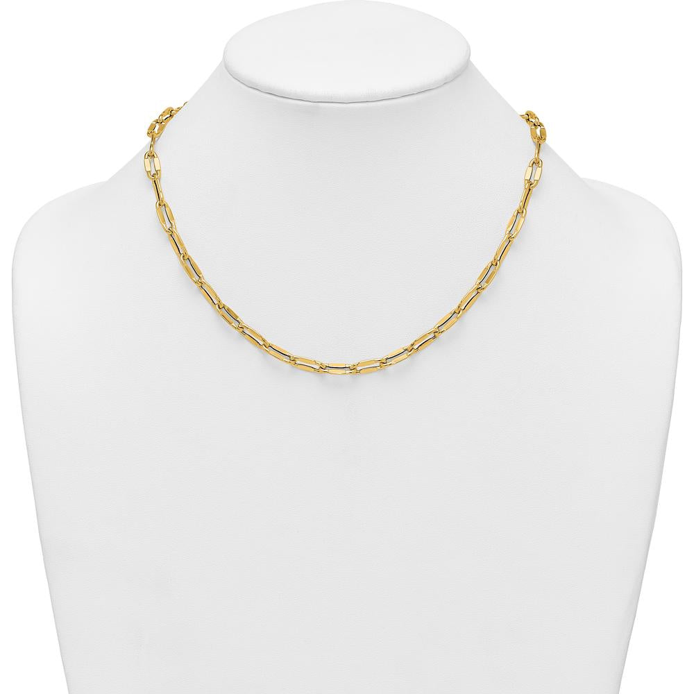 14K Yellow Gold 18" Polished Oval Fancy Link Necklace - 5.65mm Width by 0