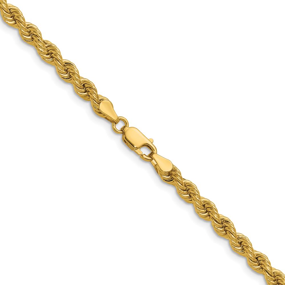 14K Yellow Gold 18" Polished Rope Chain Necklace - 4.2mm Width