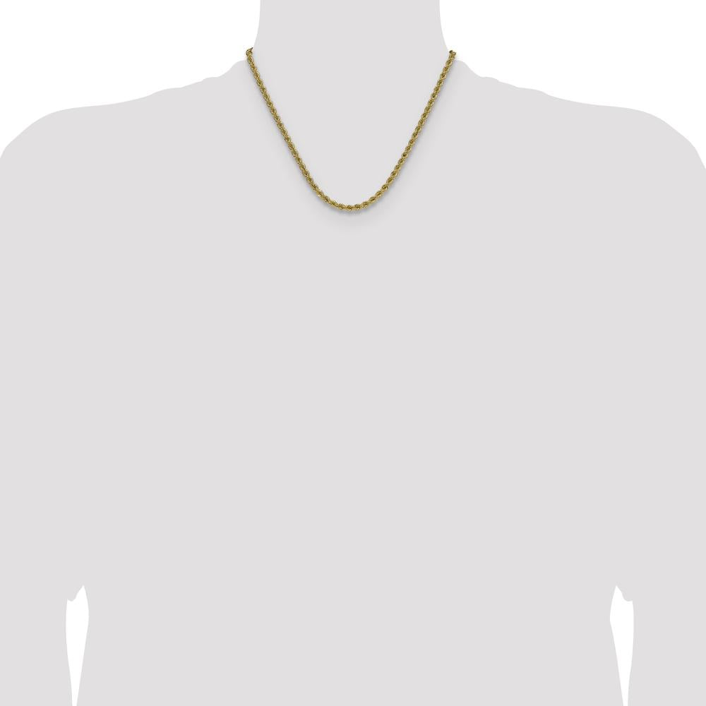 14K Yellow Gold 18" Polished Rope Chain Necklace - 4.2mm Width
