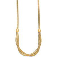 14K Yellow Gold 18" Polished Twisted Beaded Mesh Necklace - 7mm Wide by 0