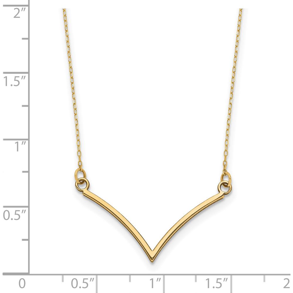 14K Yellow Gold 18" Polished V-Necklace with Cable Chain and Lobster Clasp by Oro Pregiato