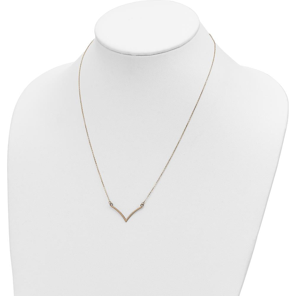 14K Yellow Gold 18" Polished V-Necklace with Cable Chain and Lobster Clasp by Oro Pregiato