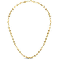 14K Yellow Gold 18" Puffed Mariner Chain Necklace - 5.4mm Polished Links by Orozza Fine Jewelry