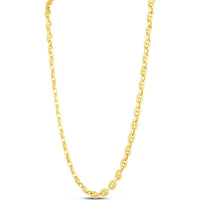 14K Yellow Gold 18" Puffed Mariner Chain Necklace - 5.4mm Polished Links by Orozza Fine Jewelry