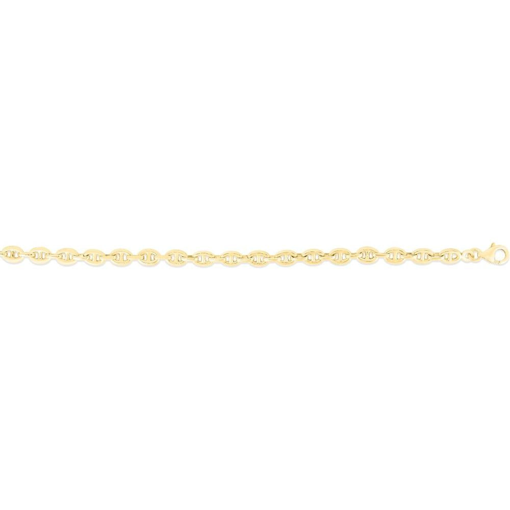 14K Yellow Gold 18" Puffed Mariner Chain Necklace - 5.4mm Polished Links by Orozza Fine Jewelry