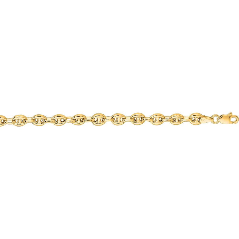 14K Yellow Gold 18" Puffed Mariner Chain Necklace with Lobster Clasp - 4.7mm Width by Orozza Fine Jewelry