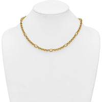 14K Yellow Gold 18" Rolo and Oval Fancy Link Necklace with Polished and Textured Detailing by 0