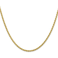 14K Yellow Gold 18" Rope Chain Necklace with Polished Solid Links - 2.25mm