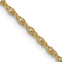14K Yellow Gold 18" Rope Link Chain Necklace with Spring Ring Clasp - 1.55mm