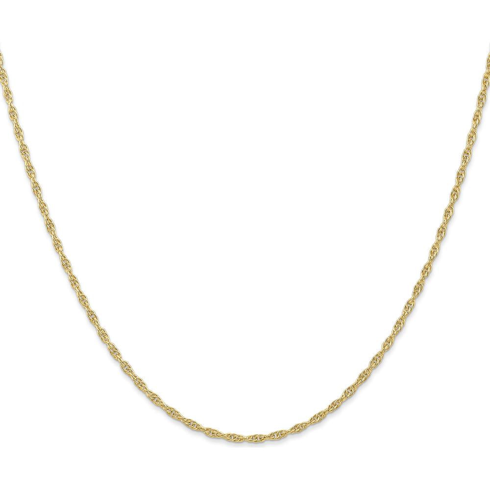 14K Yellow Gold 18" Rope Link Chain Necklace with Spring Ring Clasp - 1.55mm