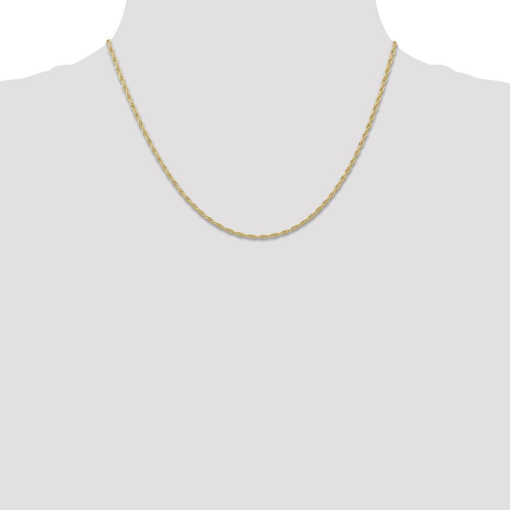14K Yellow Gold 18" Rope Link Chain Necklace with Spring Ring Clasp - 1.55mm