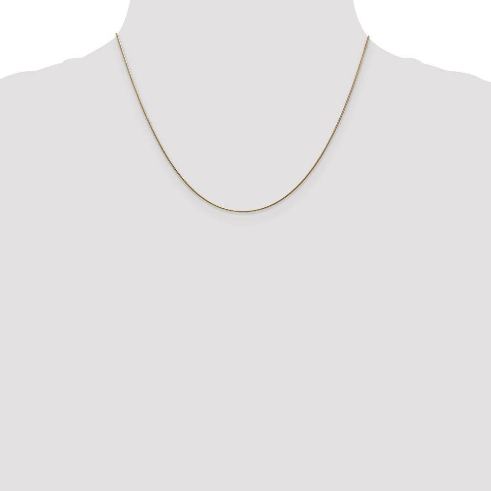 14K Yellow Gold 18" Round Snake Chain Necklace - 0.8mm Width by 0