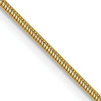 14K Yellow Gold 18" Round Snake Chain Necklace - 1.1mm Width by 0