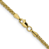 14K Yellow Gold 18" Semi-Solid 2.35mm 3-Wire Wheat Chain Necklace with Polished Finish and Lobster Clasp by Oro Pregiato