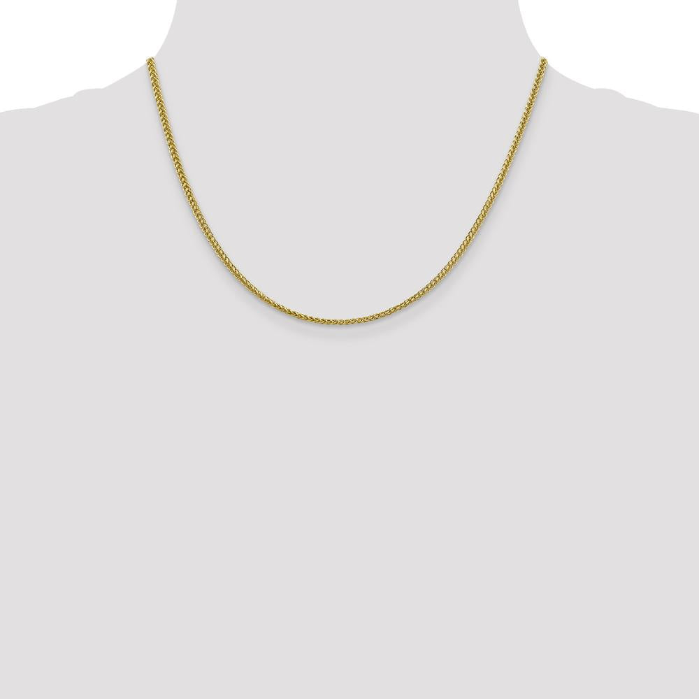 14K Yellow Gold 18" Semi-Solid 2.35mm 3-Wire Wheat Chain Necklace with Polished Finish and Lobster Clasp by Oro Pregiato