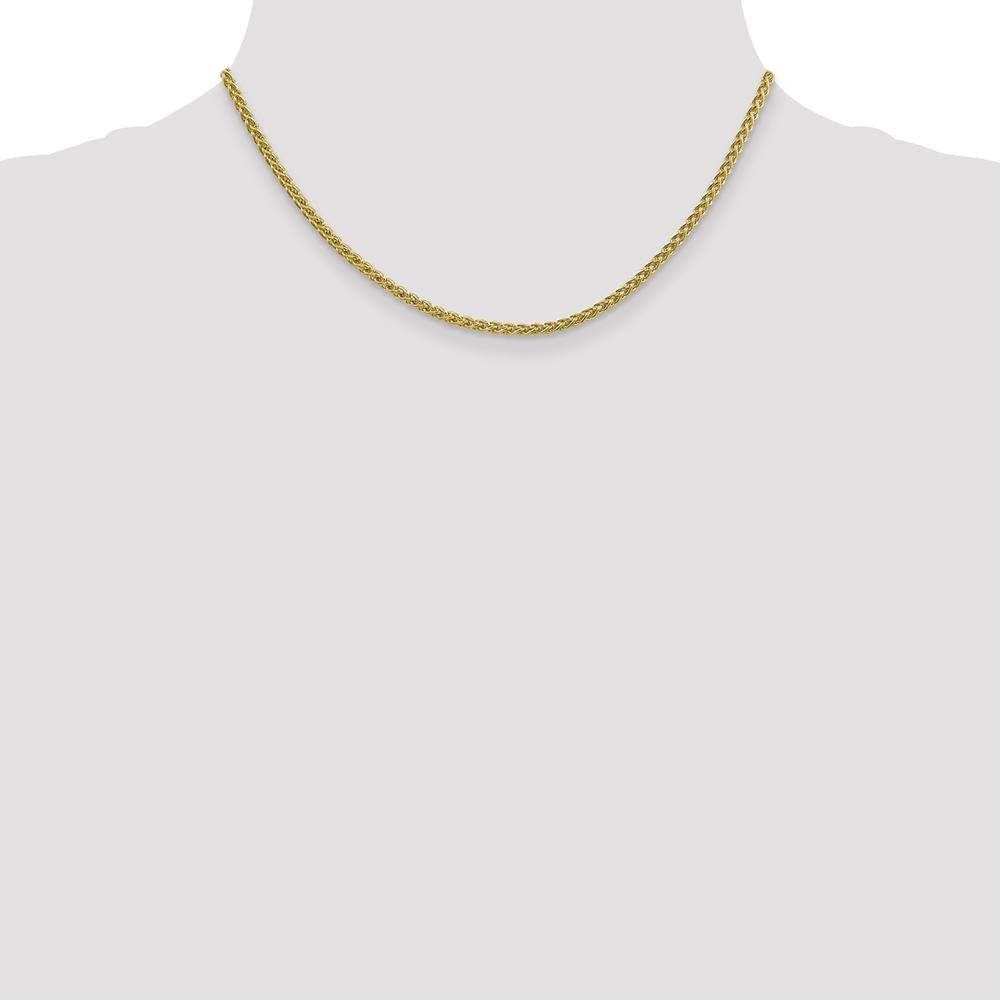 14K Yellow Gold 18" Semi-Solid 2.75mm Wheat Chain Necklace with Lobster Clasp by Oro Pregiato