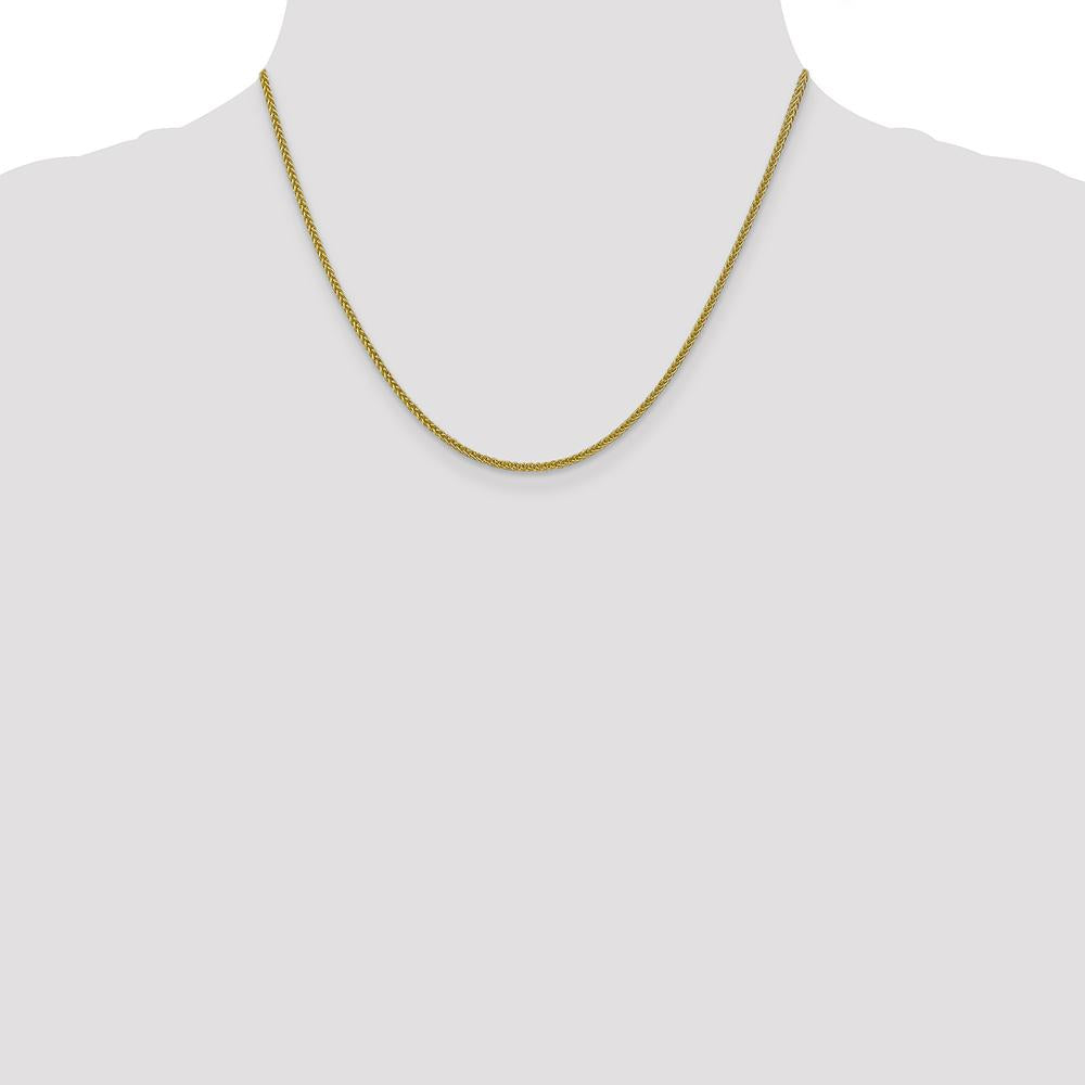 14K Yellow Gold 18" Semi-Solid 3-Wire Wheat Chain Necklace - 2mm Width by Oro Pregiato