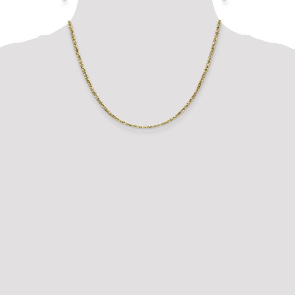 14K Yellow Gold 18" Semi-Solid Anchor Chain Necklace - 2.4mm Width by Oro Pregiato