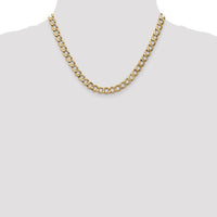 14K Yellow Gold 18" Semi-Solid Curb Chain - 7mm Width with Lobster Clasp by Oro Pregiato
