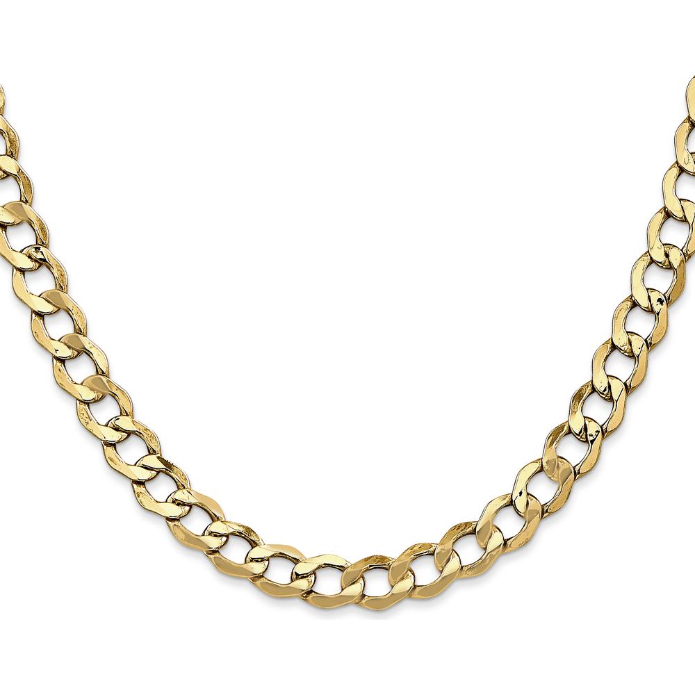 14K Yellow Gold 18" Semi-Solid Curb Chain Necklace - 6.5mm Width with Lobster Clasp by Oro Pregiato