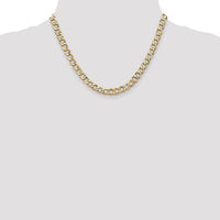 14K Yellow Gold 18" Semi-Solid Curb Chain Necklace - 6.5mm Width with Lobster Clasp by Oro Pregiato